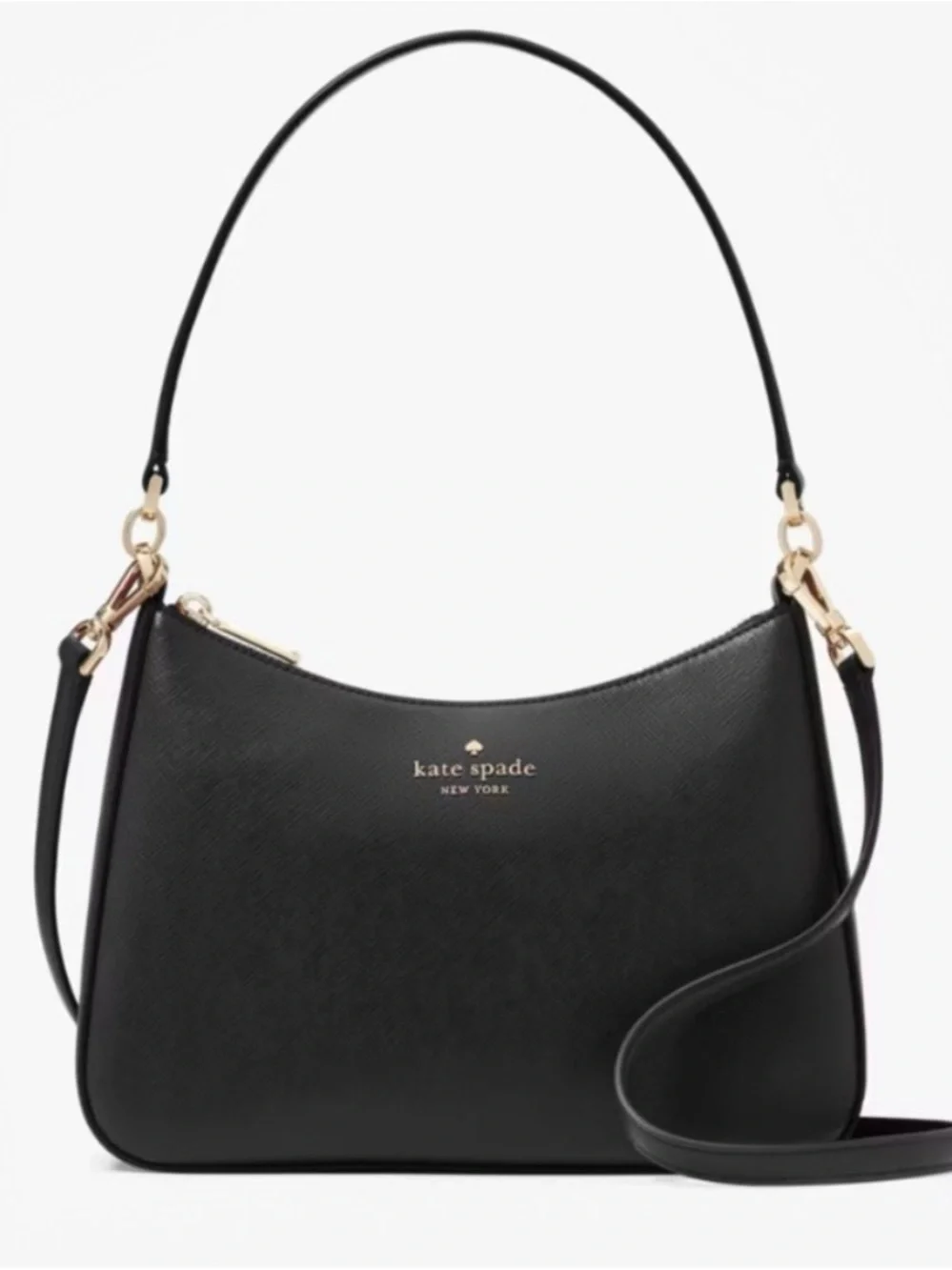 kate spade Margot  Black Leather Crossbody & Shoulder Bag with Gold Hardware